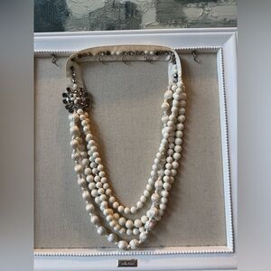 Super Vintage Stella & Dot Satin White Beaded Necklace